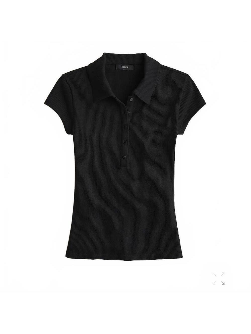 J.Crew Vintage Rib Polo Shirt Neutral Capsule Black Women's Size 2X